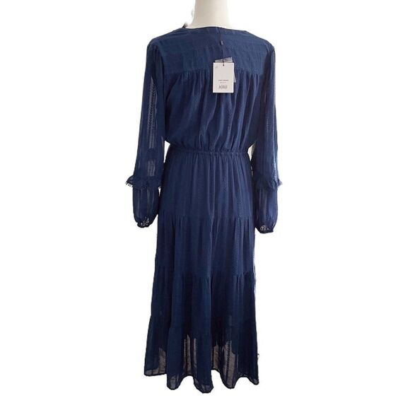 SUNCOO Paris Robe Corinne Midi Dress Royal Blue Embroidered Buttons Size T3 L - Picture 4 of 14